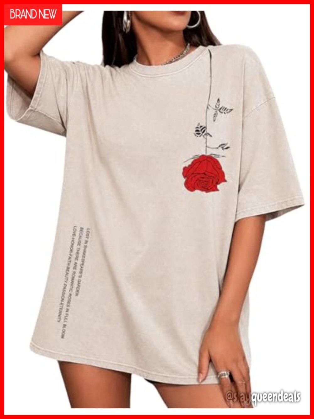 Oversized Graphic Short Sleeve Cotton T-Shirt Crew Neck Casual Tee